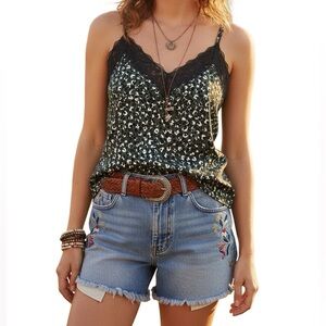 Vintage Y2K Lace Babydoll Cami Top M Whimsigoth Fairy Grunge Dainty Coquette